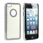 Wholesale iPhone 5 5S Sparkly Diamond Chrome Case (White)